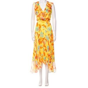 NEW SALONI Vibrant Yellow Floral High Low Dress